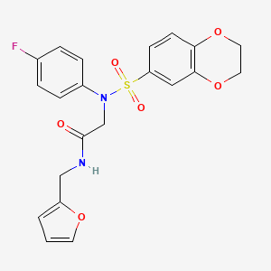 molecular formula C21H19FN2O6S B3564339 N~2~-(2,3-dihydro-1,4-benzodioxin-6-ylsulfonyl)-N~2~-(4-fluorophenyl)-N~1~-(2-furylmethyl)glycinamide 