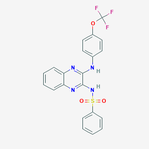 molecular formula C21H15F3N4O3S B356439 N-[3-[4-(trifluoromethoxy)anilino]quinoxalin-2-yl]benzenesulfonamide CAS No. 714948-88-6