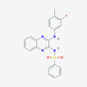 molecular formula C21H17FN4O2S B356441 N-[3-(3-fluoro-4-methylanilino)-2-quinoxalinyl]benzenesulfonamide CAS No. 575461-29-9