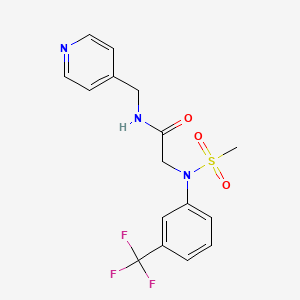 molecular formula C16H16F3N3O3S B3564419 N~2~-(methylsulfonyl)-N~1~-(4-pyridinylmethyl)-N~2~-[3-(trifluoromethyl)phenyl]glycinamide 