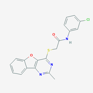 molecular formula C19H14ClN3O2S B356444 N-(3-chlorophenyl)-2-[(2-methyl[1]benzofuro[3,2-d]pyrimidin-4-yl)sulfanyl]acetamide CAS No. 848726-51-2