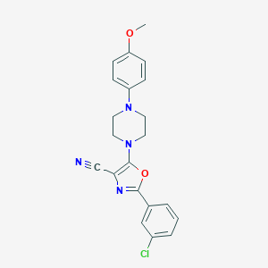 molecular formula C21H19ClN4O2 B356449 2-(3-Chlorophenyl)-5-[4-(4-methoxyphenyl)-1-piperazinyl]-1,3-oxazole-4-carbonitrile CAS No. 848728-93-8