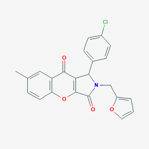 molecular formula C23H16ClNO4 B356455 1-(4-Chlorophenyl)-2-(2-furylmethyl)-7-methyl-1,2-dihydrochromeno[2,3-c]pyrrole-3,9-dione CAS No. 848747-95-5
