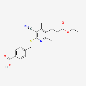 4-({[3-cyano-5-(3-ethoxy-3-oxopropyl)-4,6-dimethyl-2-pyridinyl]thio}methyl)benzoic acid