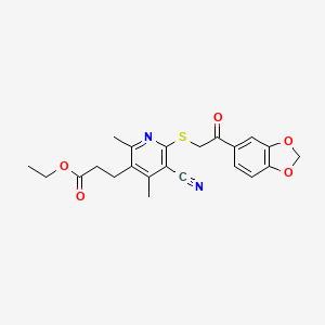 ethyl 3-(6-{[2-(1,3-benzodioxol-5-yl)-2-oxoethyl]thio}-5-cyano-2,4-dimethyl-3-pyridinyl)propanoate