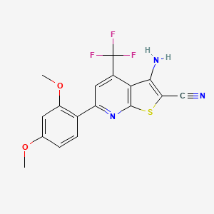 3-amino-6-(2,4-dimethoxyphenyl)-4-(trifluoromethyl)thieno[2,3-b]pyridine-2-carbonitrile