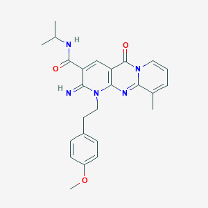 molecular formula C25H27N5O3 B356463 2-imino-N-isopropyl-1-[2-(4-methoxyphenyl)ethyl]-10-methyl-5-oxo-1,5-dihydro-2H-dipyrido[1,2-a:2,3-d]pyrimidine-3-carboxamide CAS No. 848870-31-5