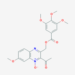 molecular formula C22H22N2O8 B356467 (3-Acetyl-6-methoxy-4-oxidoquinoxalin-4-ium-2-yl)methyl 3,4,5-trimethoxybenzoate CAS No. 849031-12-5