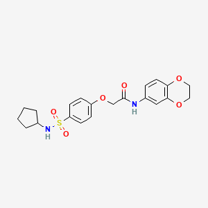 molecular formula C21H24N2O6S B3564716 2-{4-[(cyclopentylamino)sulfonyl]phenoxy}-N-(2,3-dihydro-1,4-benzodioxin-6-yl)acetamide 