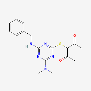 3-{[4-(benzylamino)-6-(dimethylamino)-1,3,5-triazin-2-yl]thio}-2,4-pentanedione