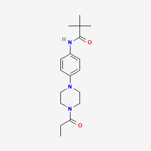 molecular formula C18H27N3O2 B3564730 2,2-dimethyl-N-[4-(4-propionyl-1-piperazinyl)phenyl]propanamide 