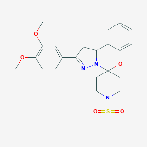 molecular formula C23H27N3O5S B356474 2-(3,4-Dimethoxyphenyl)-1'-methylsulfonylspiro[1,10b-dihydropyrazolo[1,5-c][1,3]benzoxazine-5,4'-piperidine] CAS No. 861651-60-7