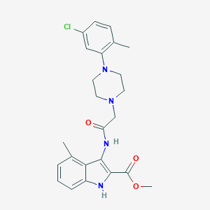 molecular formula C24H27ClN4O3 B356478 methyl 3-({[4-(5-chloro-2-methylphenyl)-1-piperazinyl]acetyl}amino)-4-methyl-1H-indole-2-carboxylate CAS No. 849009-38-7