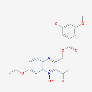 molecular formula C22H22N2O7 B356484 (3-Acetyl-6-ethoxy-4-oxidoquinoxalin-4-ium-2-yl)methyl 3,5-dimethoxybenzoate CAS No. 861652-20-2