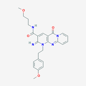molecular formula C25H27N5O4 B356486 2-imino-1-[2-(4-methoxyphenyl)ethyl]-N-(3-methoxypropyl)-5-oxo-1,5-dihydro-2H-dipyrido[1,2-a:2,3-d]pyrimidine-3-carboxamide CAS No. 842958-36-5