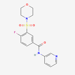 molecular formula C16H16FN3O4S B3564870 4-fluoro-3-(4-morpholinylsulfonyl)-N-3-pyridinylbenzamide 