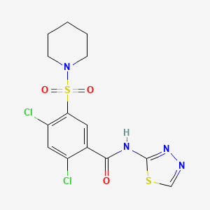 2,4-dichloro-5-piperidin-1-ylsulfonyl-N-(1,3,4-thiadiazol-2-yl)benzamide