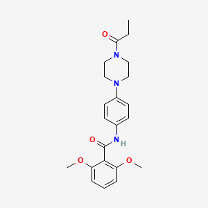 molecular formula C22H27N3O4 B3564951 2,6-dimethoxy-N-[4-(4-propionyl-1-piperazinyl)phenyl]benzamide 