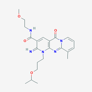 molecular formula C22H29N5O4 B356497 2-imino-1-(3-isopropoxypropyl)-N-(2-methoxyethyl)-10-methyl-5-oxo-1,5-dihydro-2H-dipyrido[1,2-a:2,3-d]pyrimidine-3-carboxamide CAS No. 850900-01-5