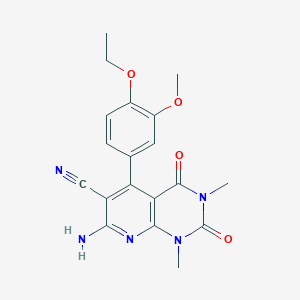 molecular formula C19H19N5O4 B3565003 7-amino-5-(4-ethoxy-3-methoxyphenyl)-1,3-dimethyl-2,4-dioxo-1,2,3,4-tetrahydropyrido[2,3-d]pyrimidine-6-carbonitrile 