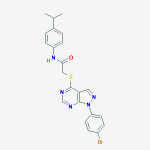molecular formula C22H20BrN5OS B356504 2-{[1-(4-bromophenyl)-1H-pyrazolo[3,4-d]pyrimidin-4-yl]sulfanyl}-N-(4-isopropylphenyl)acetamide CAS No. 877777-81-6
