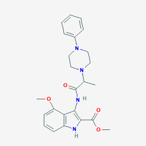 molecular formula C24H28N4O4 B356506 Methyl 4-methoxy-3-[2-(4-phenylpiperazin-1-yl)propanoylamino]-1H-indole-2-carboxylate CAS No. 877787-80-9