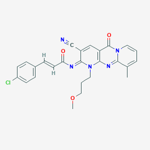 molecular formula C26H22ClN5O3 B356507 3-(4-chlorophenyl)-N-[3-cyano-1-(3-methoxypropyl)-10-methyl-5-oxo-1,5-dihydro-2H-dipyrido[1,2-a:2,3-d]pyrimidin-2-ylidene]acrylamide CAS No. 872118-27-9