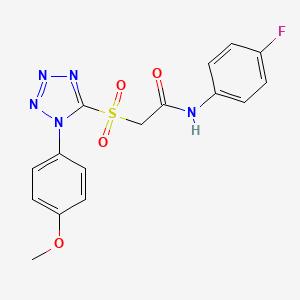 molecular formula C16H14FN5O4S B3565108 N-(4-fluorophenyl)-2-{[1-(4-methoxyphenyl)-1H-tetrazol-5-yl]sulfonyl}acetamide 