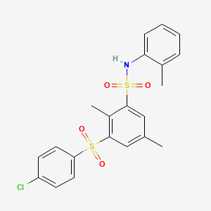 3-[(4-chlorophenyl)sulfonyl]-2,5-dimethyl-N-(2-methylphenyl)benzenesulfonamide