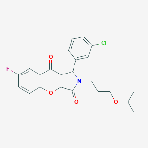 molecular formula C23H21ClFNO4 B356518 1-(3-Chlorophenyl)-7-fluoro-2-(3-isopropoxypropyl)-1,2-dihydrochromeno[2,3-c]pyrrole-3,9-dione CAS No. 844450-40-4