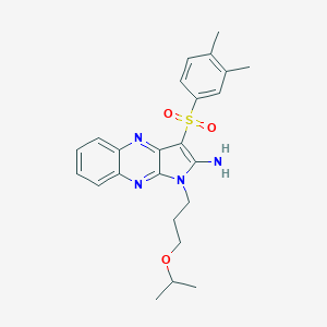 molecular formula C24H28N4O3S B356519 3-[(3,4-dimethylphenyl)sulfonyl]-1-(3-isopropoxypropyl)-1H-pyrrolo[2,3-b]quinoxalin-2-ylamine CAS No. 844460-24-8