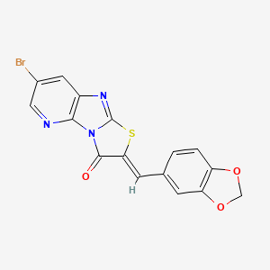 molecular formula C16H8BrN3O3S B3565233 2-(1,3-benzodioxol-5-ylmethylene)-7-bromo[1,3]thiazolo[2',3':2,3]imidazo[4,5-b]pyridin-3(2H)-one 