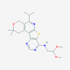 molecular formula C21H28N4O3S B356524 N-(2,2-Dimethoxyethyl)-4,4-dimethyl-8-propan-2-yl-5-oxa-11-thia-9,14,16-triazatetracyclo[8.7.0.02,7.012,17]heptadeca-1(10),2(7),8,12(17),13,15-hexaen-13-amine CAS No. 844465-23-2