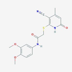 2-[(3-cyano-4-methyl-6-oxo-1,6-dihydro-2-pyridinyl)thio]-N-(3,4-dimethoxyphenyl)acetamide