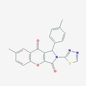 molecular formula C21H15N3O3S B356526 7-Methyl-1-(4-methylphenyl)-2-(1,3,4-thiadiazol-2-yl)-1,2-dihydrochromeno[2,3-c]pyrrole-3,9-dione CAS No. 844645-37-0