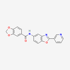 molecular formula C20H13N3O4 B3565268 N-[2-(3-pyridinyl)-1,3-benzoxazol-5-yl]-1,3-benzodioxole-5-carboxamide 