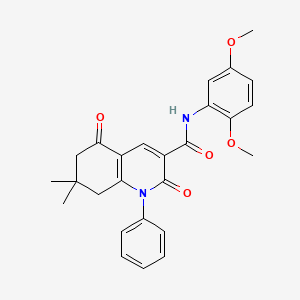 molecular formula C26H26N2O5 B3565315 N-(2,5-dimethoxyphenyl)-7,7-dimethyl-2,5-dioxo-1-phenyl-1,2,5,6,7,8-hexahydroquinoline-3-carboxamide 