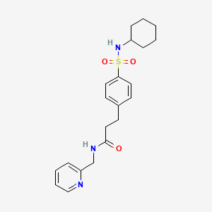 molecular formula C21H27N3O3S B3565378 3-[4-(cyclohexylsulfamoyl)phenyl]-N-(pyridin-2-ylmethyl)propanamide 