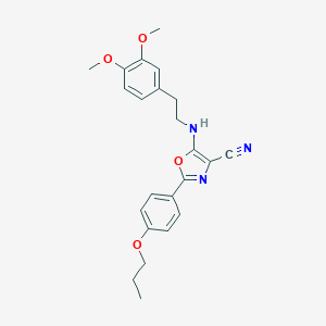 molecular formula C23H25N3O4 B356544 5-{[2-(3,4-Dimethoxyphenyl)ethyl]amino}-2-(4-propoxyphenyl)-1,3-oxazole-4-carbonitrile CAS No. 845653-55-6