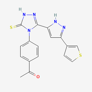 1-(4-{3-mercapto-5-[3-(3-thienyl)-1H-pyrazol-5-yl]-4H-1,2,4-triazol-4-yl}phenyl)ethanone