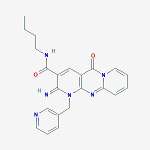 N-Butyl-6-imino-2-oxo-7-(pyridin-3-ylmethyl)-1,7,9-triazatricyclo[8.4.0.03,8]tetradeca-3(8),4,9,11,13-pentaene-5-carboxamide