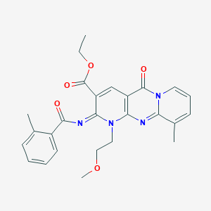 Ethyl 7-(2-methoxyethyl)-11-methyl-6-(2-methylbenzoyl)imino-2-oxo-1,7,9-triazatricyclo[8.4.0.03,8]tetradeca-3(8),4,9,11,13-pentaene-5-carboxylate