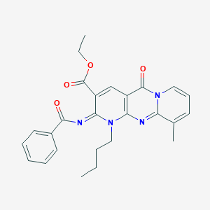 molecular formula C26H26N4O4 B356550 Ethyl 6-(benzoylimino)-7-butyl-11-methyl-2-oxo-1,7,9-triazatricyclo[8.4.0.0^{3,8}]tetradeca-3(8),4,9,11,13-pentaene-5-carboxylate CAS No. 846027-20-1