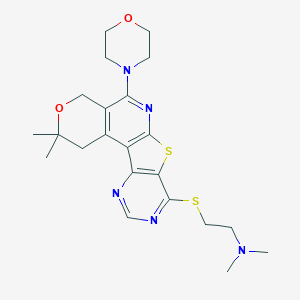 2-[(4,4-Dimethyl-8-morpholin-4-yl-5-oxa-11-thia-9,14,16-triazatetracyclo[8.7.0.02,7.012,17]heptadeca-1(10),2(7),8,12(17),13,15-hexaen-13-yl)sulfanyl]-N,N-dimethylethanamine