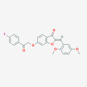 molecular formula C25H19FO6 B356556 (2Z)-2-[(2,5-dimethoxyphenyl)methylidene]-6-[2-(4-fluorophenyl)-2-oxoethoxy]-1-benzofuran-3-one CAS No. 846029-58-1