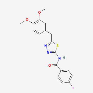 molecular formula C18H16FN3O3S B3565560 N-[5-(3,4-dimethoxybenzyl)-1,3,4-thiadiazol-2-yl]-4-fluorobenzamide 