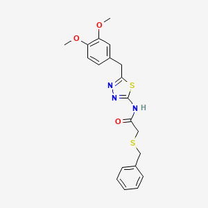 molecular formula C20H21N3O3S2 B3565564 2-(benzylthio)-N-[5-(3,4-dimethoxybenzyl)-1,3,4-thiadiazol-2-yl]acetamide 