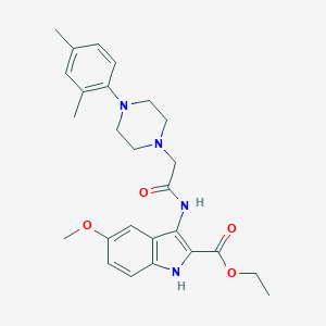 molecular formula C26H32N4O4 B356562 Ethyl 3-[[2-[4-(2,4-dimethylphenyl)piperazin-1-yl]acetyl]amino]-5-methoxy-1H-indole-2-carboxylate CAS No. 847244-24-0