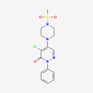 molecular formula C15H17ClN4O3S B3565634 4-chloro-5-[4-(methylsulfonyl)-1-piperazinyl]-2-phenyl-3(2H)-pyridazinone 