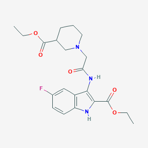 molecular formula C21H26FN3O5 B356568 ethyl 3-[[2-(3-ethoxycarbonylpiperidin-1-yl)acetyl]amino]-5-fluoro-1H-indole-2-carboxylate CAS No. 846597-10-2